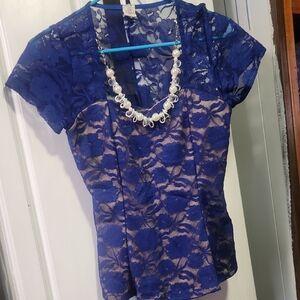 Elegant Blue Lace Top